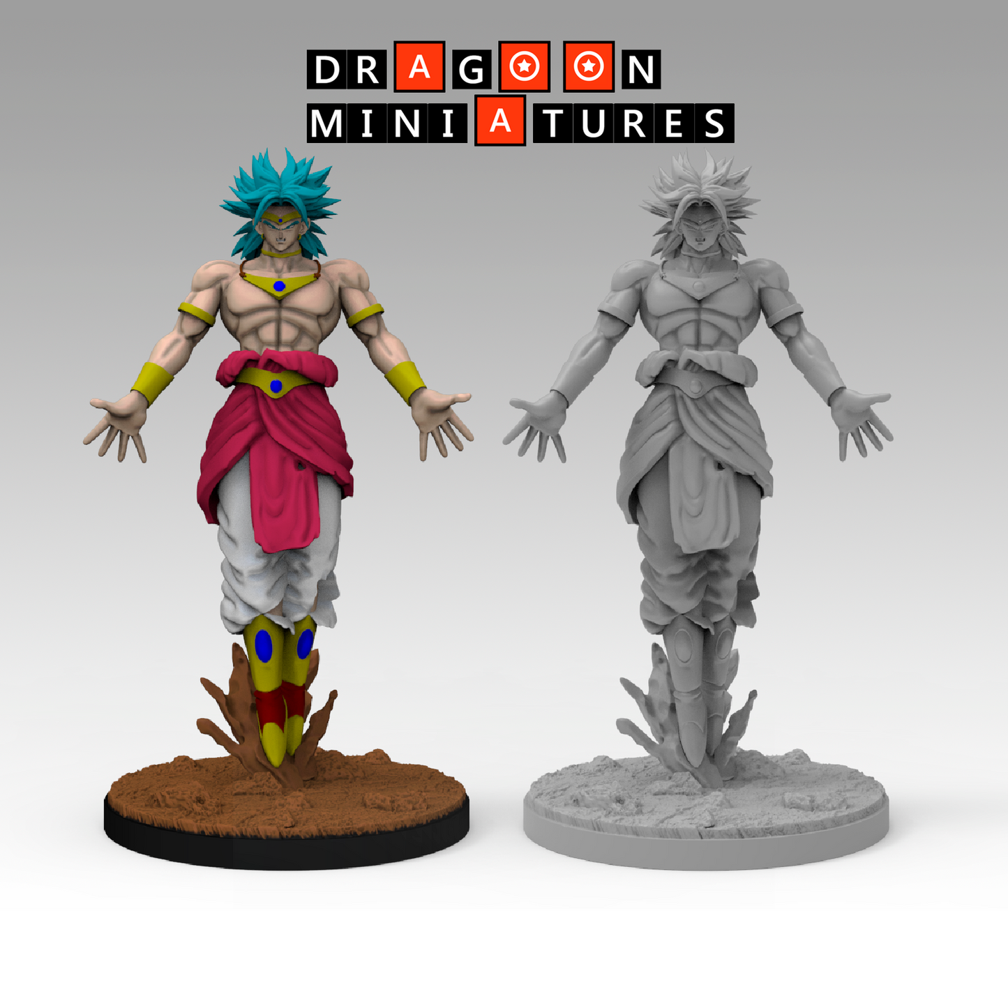 2023.10 Broly's Sagas: Resin 3D Printed Miniatures Set - Bio Broly, Broly Base, Broly Legendary, Broly Restricted, Broly Super Saiyan, King Vegeta, Paragus - Dragoon Miniatures