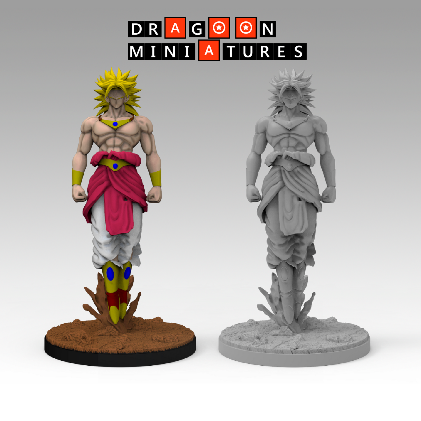 2023.10 Broly's Sagas: Resin 3D Printed Miniatures Set - Bio Broly, Broly Base, Broly Legendary, Broly Restricted, Broly Super Saiyan, King Vegeta, Paragus - Dragoon Miniatures