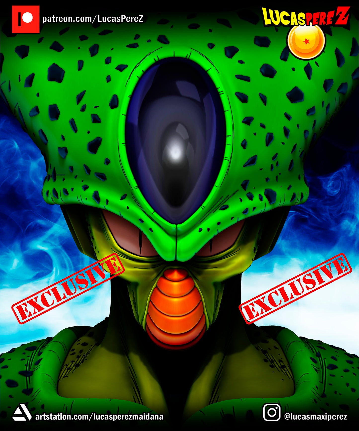 Cell BUST 1:6 or 1:10 Scale | Dragon Ball Z Scale Model | Lucas PereZ