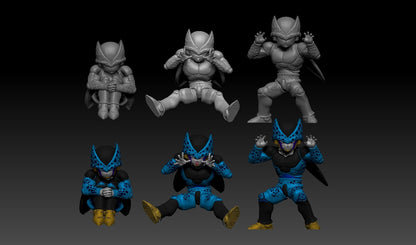 2023.08 Android Saga Cell Pack: Resin 3D Printed Miniatures Set - Cell Jr 1, Cell Jr 2, Cell Jr 3, Cocoon, Imperfect Cell, Perfect Cell, Power-Weighted Cell, Semi-Perfect Cell, Semi-Perfect Cell With Bomb Activated - Dragoon Miniatures