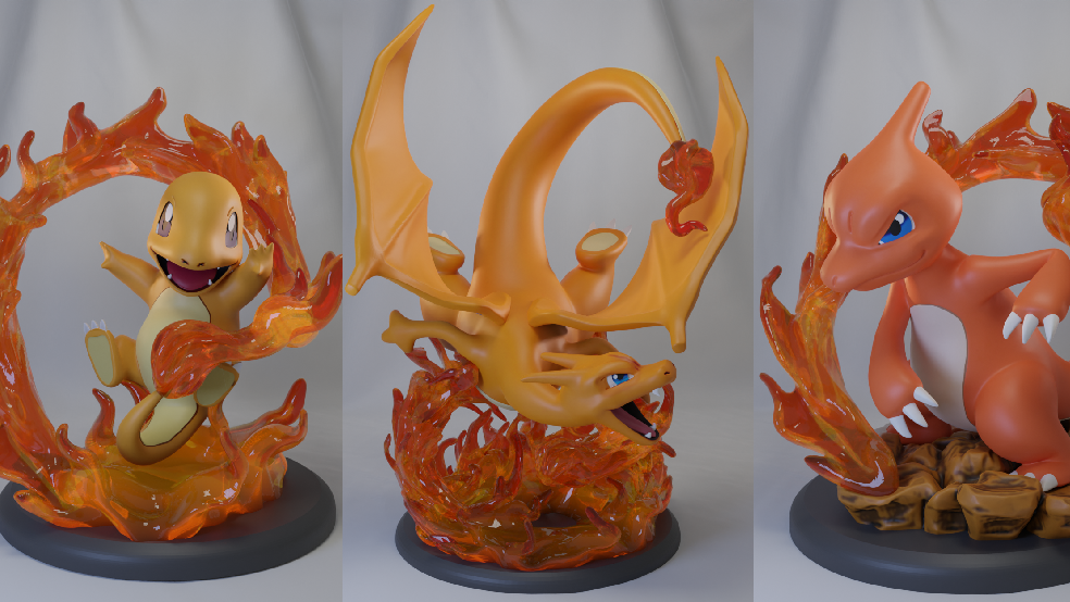 🔥 Poke Crisis Miniatures – Flame Drake Evolution - Charizard, Charmaleon, Charmander