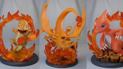 🔥 Poke Crisis Miniatures – Flame Drake Evolution - Charizard, Charmaleon, Charmander