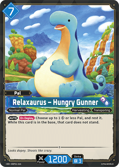Relaxaurus – Hungry Gunner | Booster Pack "Dawn of Palpagos" | RR | Holofoil | #EBP01-026