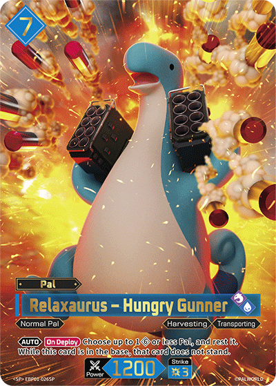 Relaxaurus – Hungry Gunner | Booster Pack "Dawn of Palpagos" | SP | Holofoil | #EBP01-026SP