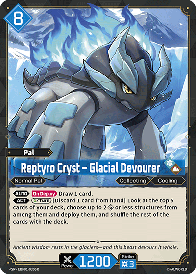 Reptyro Cryst – Glacial Devourer | Booster Pack "Dawn of Palpagos" | SR | Holofoil | #EBP01-030SR