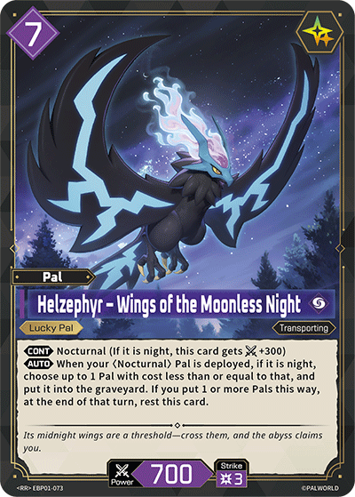 Helzephyr – Wings of the Moonless Night | Booster Pack "Dawn of Palpagos" | RR | Holofoil | #EBP01-073