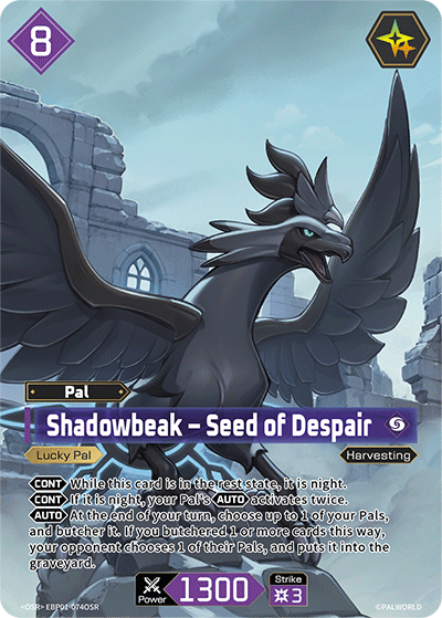 Shadowbeak – Seed of Despair | Booster Pack "Dawn of Palpagos" | OSR | Holofoil | #EBP01-074OSR