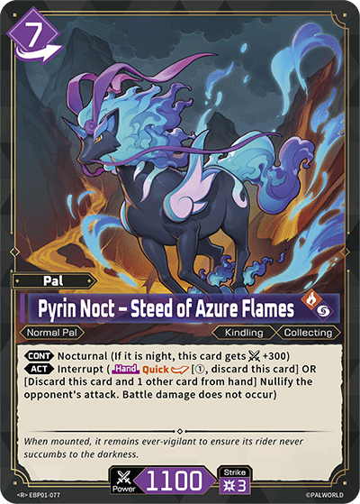 Pyrin Noct – Steed of Azure Flames | Booster Pack "Dawn of Palpagos" | R | Holofoil | #EBP01-077