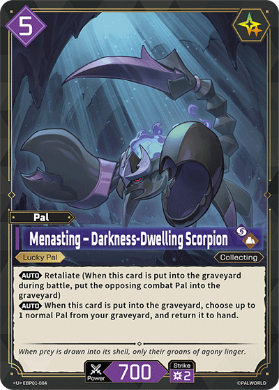 Menasting – Darkness-Dwelling Scorpion | Booster Pack "Dawn of Palpagos" | U | Normal | #EBP01-084