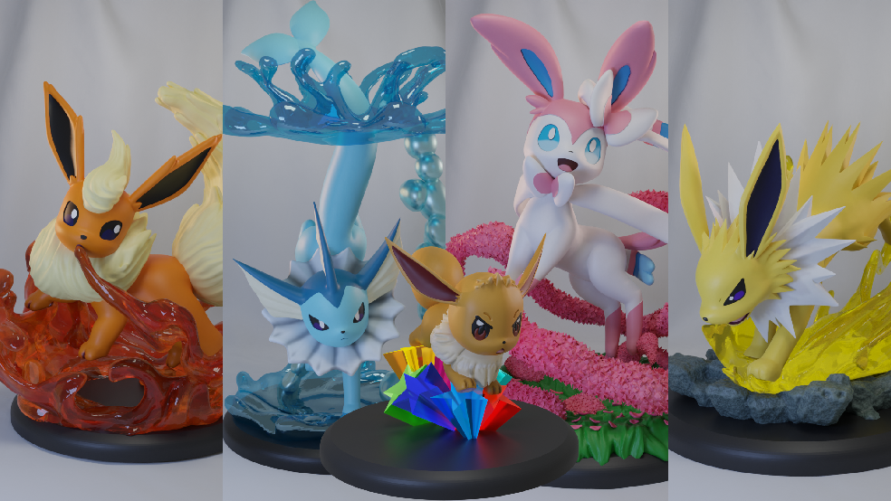 🧬 Poke Crisis Miniatures – Elemental Fox Evolution Collection