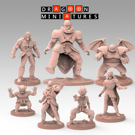 2023.01 Slug's Demon Clan: Resin 3D Printed Miniatures Set - Angila, Commander Zeeun, Giant Slug, Medamatcha, Pseudo Super Saiyan, Slug, Wings - Dragoon Miniatures