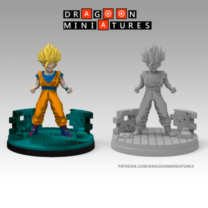 2023.11 Bojack's Movie: Resin 3D Printed Miniatures Set - Bases, Bidou, Bojack, Bujin, Gohan SSJ 1, Gohan SSJ 2, Gokua, Super Bojack, Super Gokua, Trunks, Zangya - Dragoon Miniatures