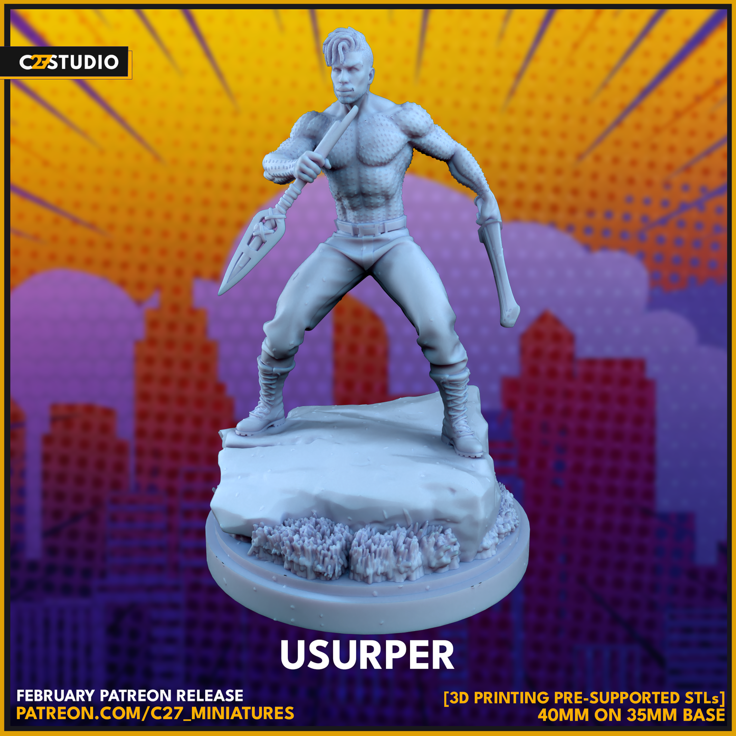 C27 Minis & Terrain February 2024 Release: Captain Britain, Captain Carter, Cyborg, Ghost Rider Robbie Reyes, Hellcat, High Evolutionary, Killmonger, Meteorite, Proxima Midnight, Ryu, Skurge, Warstar