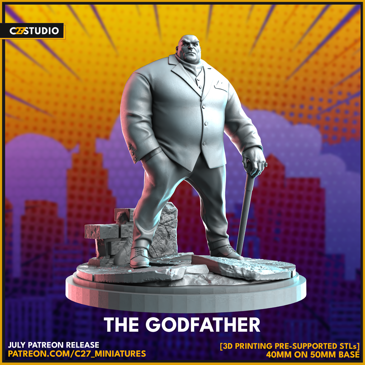 C27 Minis & Terrain July 2023 Release: Classic Falcon, Crystal, Galactus, Kingpin, Mohawk Storm, Mr Sinister, Shadowcat, Smasher, Spider-Man Noir, Vulture