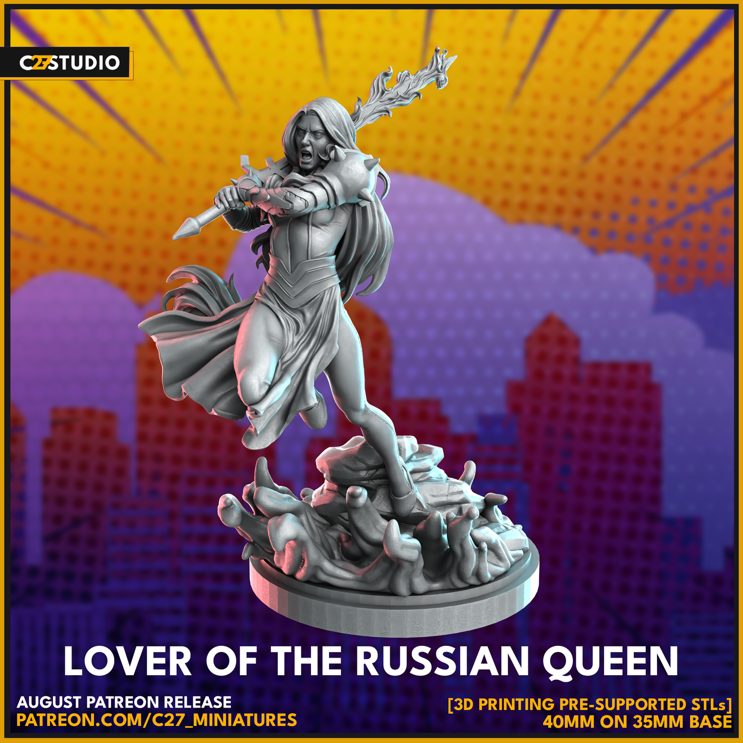 C27 Minis & Terrain August 2023 Release: Chrome Dome, Golden Boy, Grimace, Heladriel, Lover of the Russian Queen, Parasite Stacy, Rat Daddy, Silky Smooth, Womanta, Young Trickshot