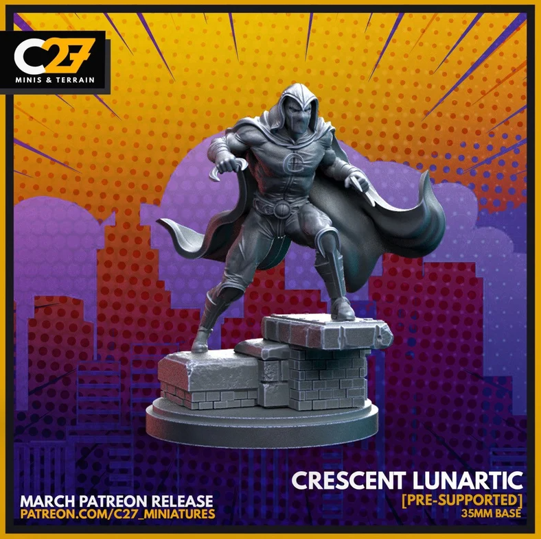 C27 Minis & Terrain March 2022 Release: Doctor Doom, Hobgoblin, Mister Knight, Moon Knight, Nova, Shaman, She Hulk, Skrull Goons, Spider-Man - Miles Morales, Super Skrull, Warpath, Wolfsbane, X-23