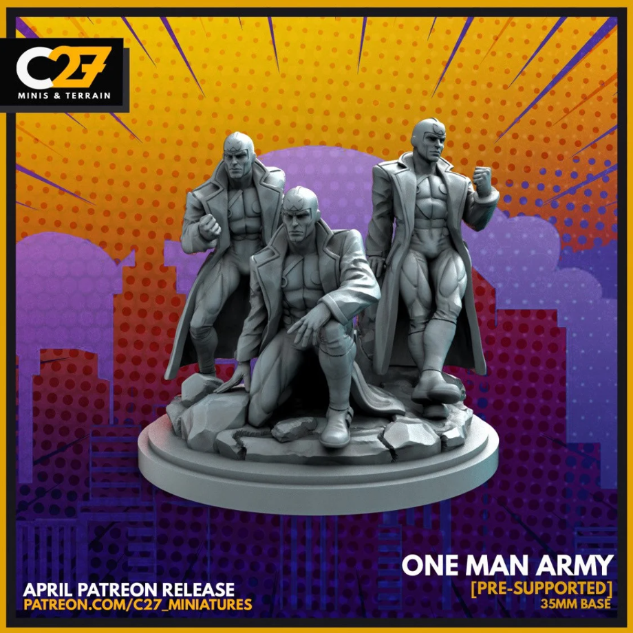 C27 Minis & Terrain April 2022 Release: Arcade, Domino, Electro, Guardian, Honey Badger and Jonathan, Hydra Goons, Kraven, Lady Bullseye, Multiple Man, Peter Parker Dance, Spider-Man 2099, The Thing