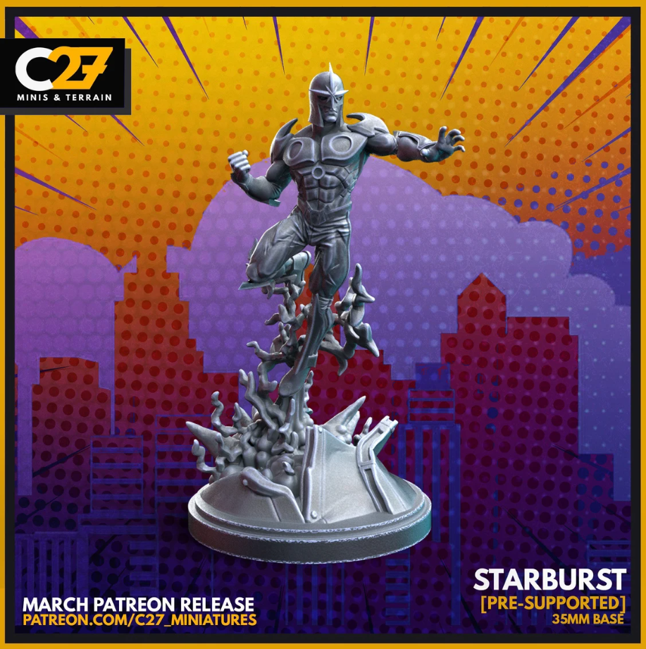 C27 Minis & Terrain March 2022 Release: Doctor Doom, Hobgoblin, Mister Knight, Moon Knight, Nova, Shaman, She Hulk, Skrull Goons, Spider-Man - Miles Morales, Super Skrull, Warpath, Wolfsbane, X-23