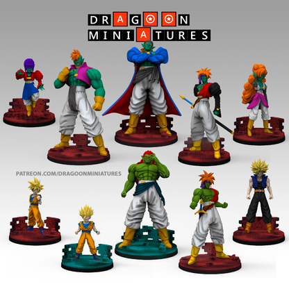 2023.11 Bojack's Movie: Resin 3D Printed Miniatures Set - Bases, Bidou, Bojack, Bujin, Gohan SSJ 1, Gohan SSJ 2, Gokua, Super Bojack, Super Gokua, Trunks, Zangya - Dragoon Miniatures