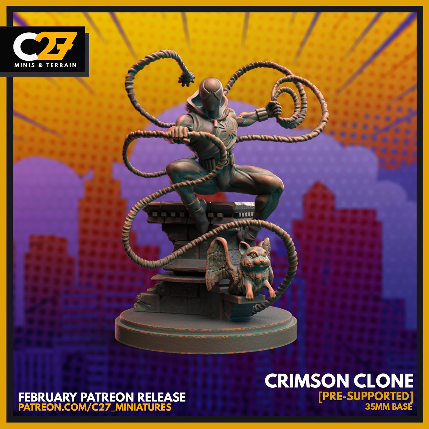 C27 Minis & Terrain February 2022 Release: AIM Goons, Blade, Cable, Penny Parker and SPIIder, Puck, Sandman, Scarlet Spider, Scarlet Witch (Crimson Sorceress), Scarlet Witch (Scarlet Sitcom), Spiral, Strong Guy, Vulture