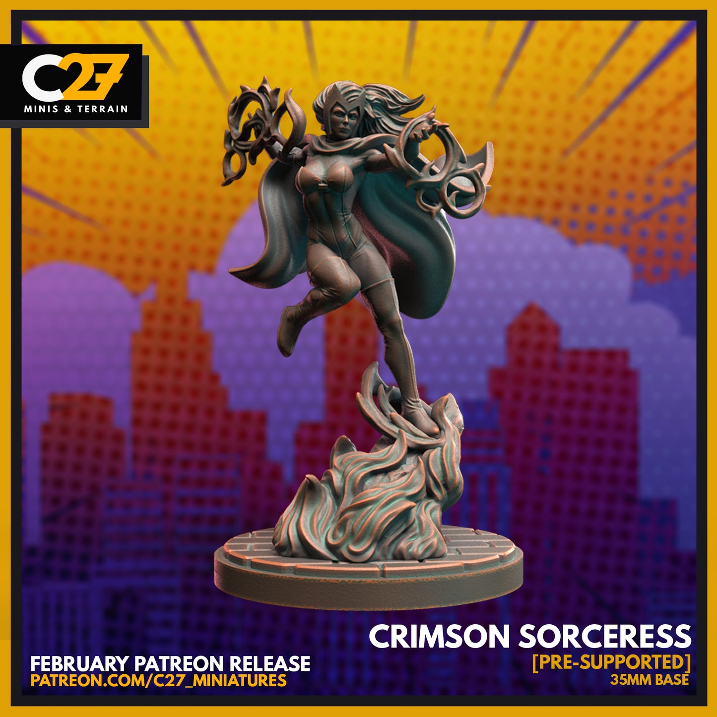 C27 Minis & Terrain February 2022 Release: AIM Goons, Blade, Cable, Penny Parker and SPIIder, Puck, Sandman, Scarlet Spider, Scarlet Witch (Crimson Sorceress), Scarlet Witch (Scarlet Sitcom), Spiral, Strong Guy, Vulture