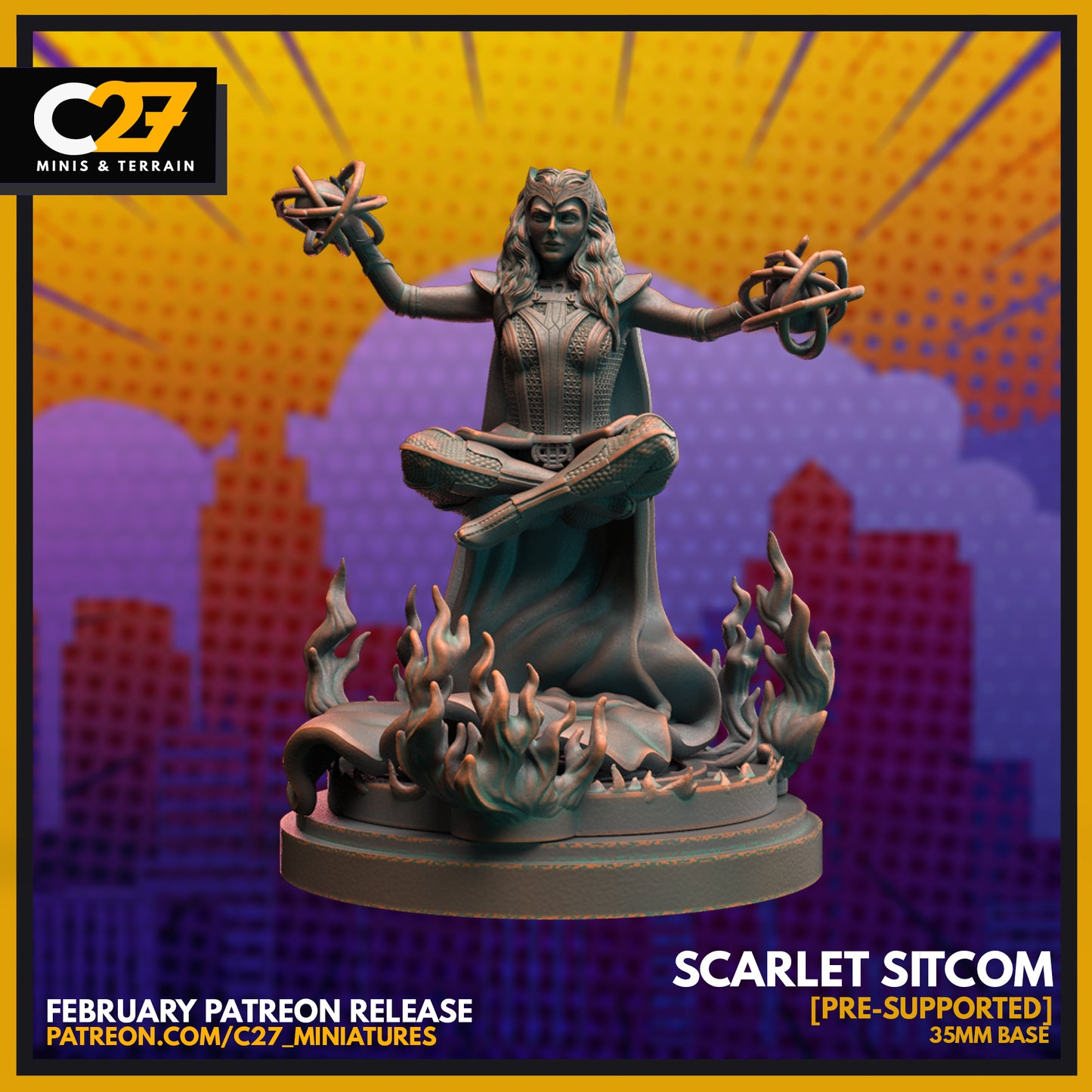 C27 Minis & Terrain February 2022 Release: AIM Goons, Blade, Cable, Penny Parker and SPIIder, Puck, Sandman, Scarlet Spider, Scarlet Witch (Crimson Sorceress), Scarlet Witch (Scarlet Sitcom), Spiral, Strong Guy, Vulture