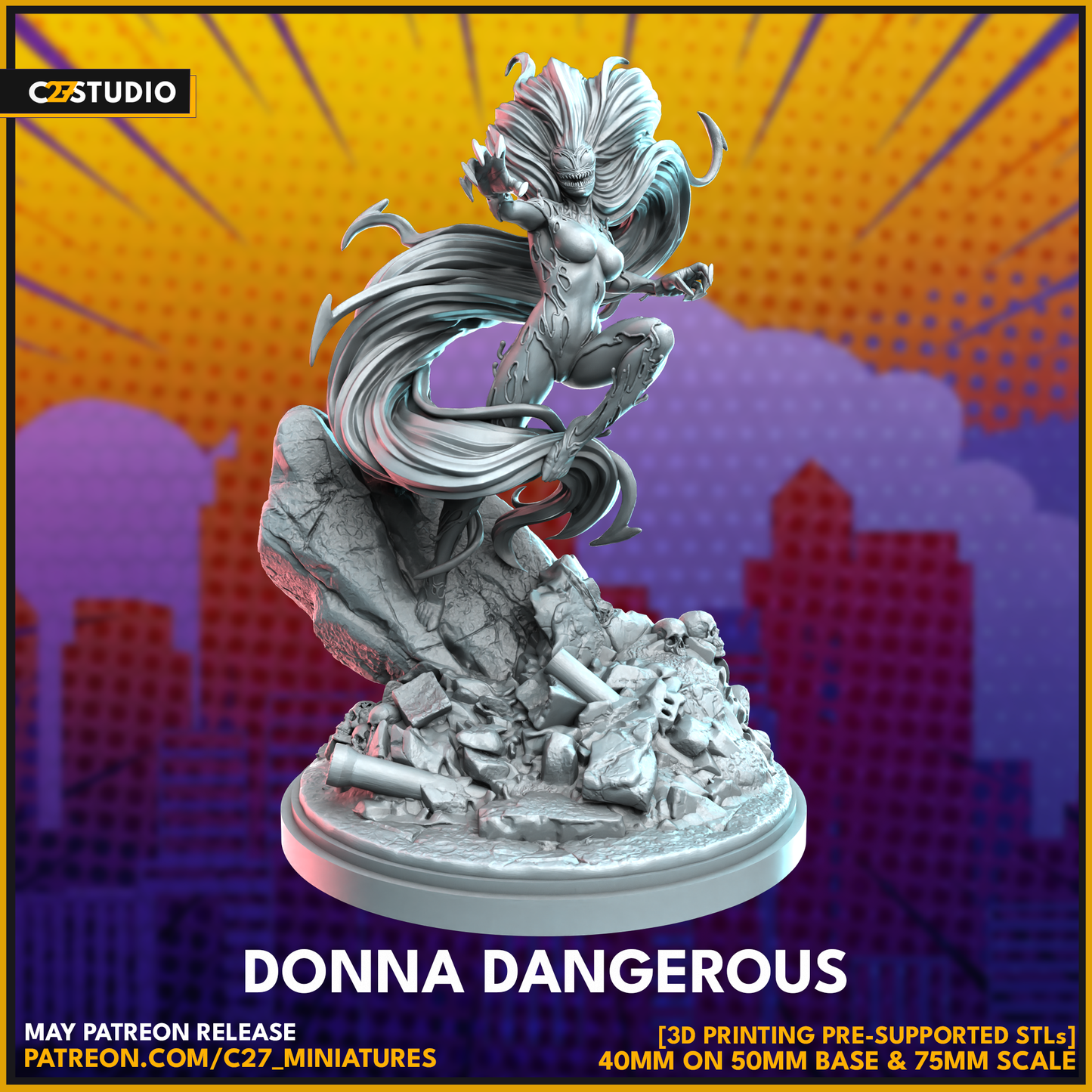 C27 Minis & Terrain May 2023 Release: Captain Britain, Dagger, Donald Pierce, Ghostrider 1 Million BC, Joe Fixit, Ka-Zar, Moondragon, Oracle, Scream, Sentinel, Vision