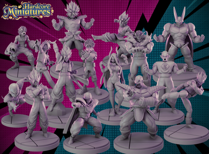 Hardcore Miniatures August 2023 Release: Bakugo, Black Goku, Broly, Cell Perfect, Denki, Endeavour, Gogeta, Izuku, King Piccolo, Krillin, Mirko, Nappa, Piccolo, Vegeta GT, Vegito