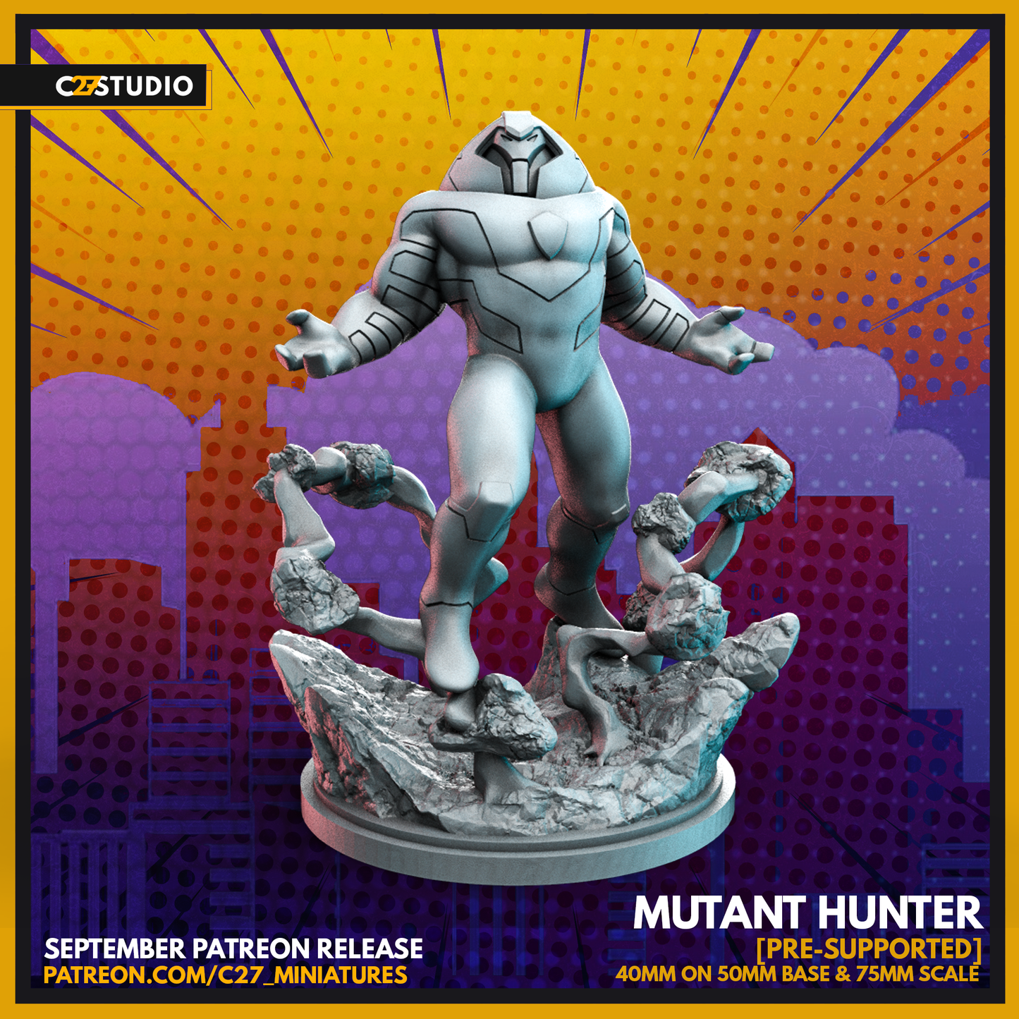 C27 Minis & Terrain September 2022 Release: Banshee, Black Noir, Iron Fist, Lady Deathstrike, Rocket Racoon, Sentinel, She Hulk, Shuma Gorath, Silver Samurai, Thor, Vindicator