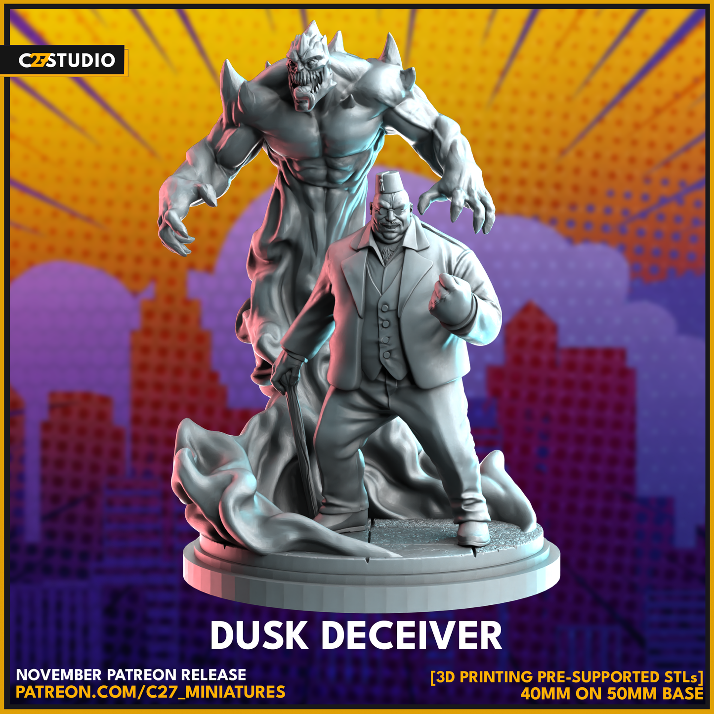 C27 Minis & Terrain November 2023 Release: Acorn Avenger, Amazon Prime, Bad Hair Day, Bad Kitty, Black Widow, Deathlok, Donatello, Dusk Deceiver, Grumpy Turtle, Heimdall, Hood, Starbolt