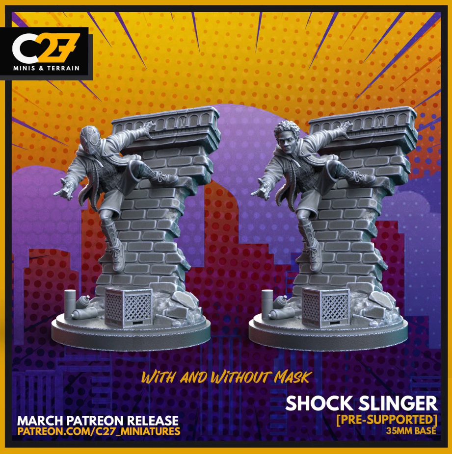 C27 Minis & Terrain March 2022 Release: Doctor Doom, Hobgoblin, Mister Knight, Moon Knight, Nova, Shaman, She Hulk, Skrull Goons, Spider-Man - Miles Morales, Super Skrull, Warpath, Wolfsbane, X-23