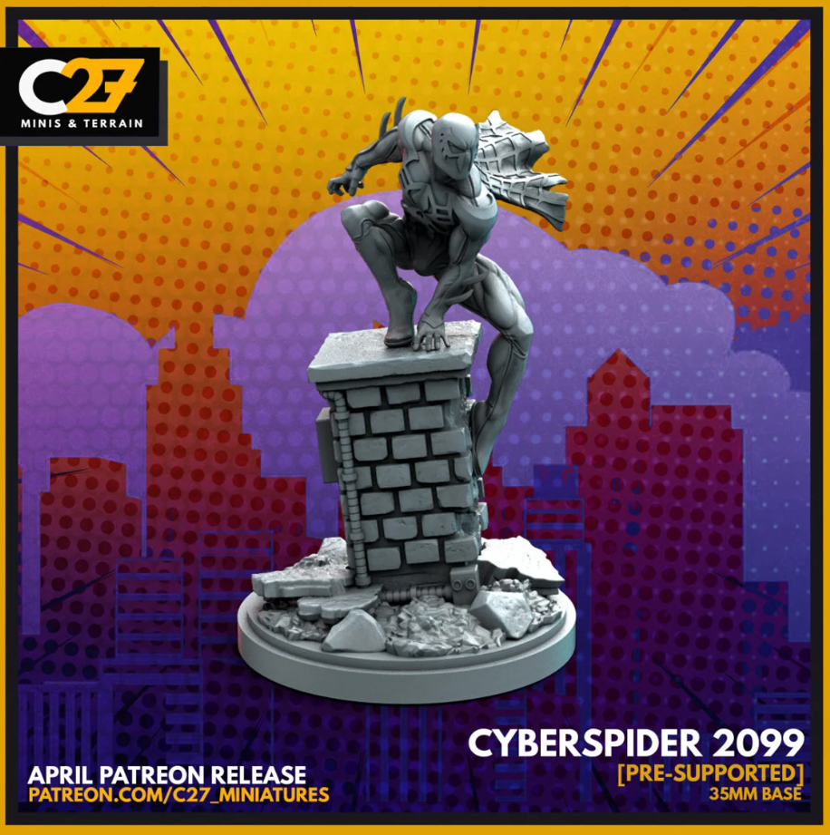 C27 Minis & Terrain April 2022 Release: Arcade, Domino, Electro, Guardian, Honey Badger and Jonathan, Hydra Goons, Kraven, Lady Bullseye, Multiple Man, Peter Parker Dance, Spider-Man 2099, The Thing