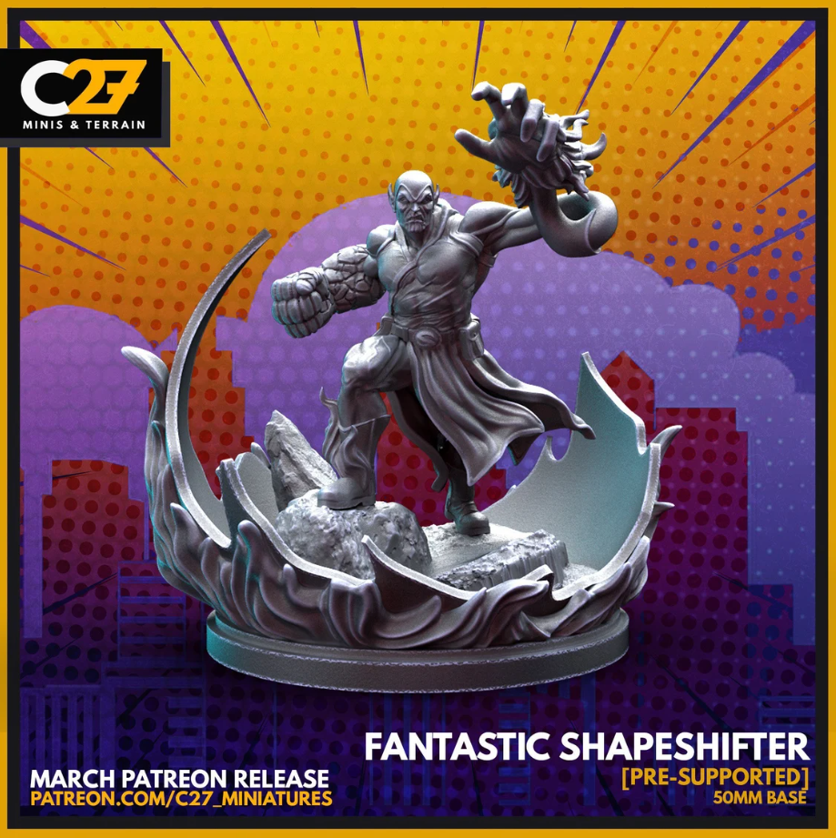 C27 Minis & Terrain March 2022 Release: Doctor Doom, Hobgoblin, Mister Knight, Moon Knight, Nova, Shaman, She Hulk, Skrull Goons, Spider-Man - Miles Morales, Super Skrull, Warpath, Wolfsbane, X-23