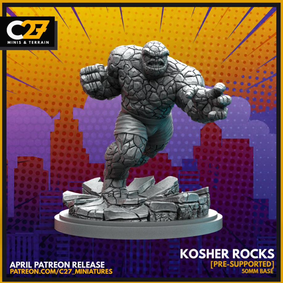 C27 Minis & Terrain April 2022 Release: Arcade, Domino, Electro, Guardian, Honey Badger and Jonathan, Hydra Goons, Kraven, Lady Bullseye, Multiple Man, Peter Parker Dance, Spider-Man 2099, The Thing