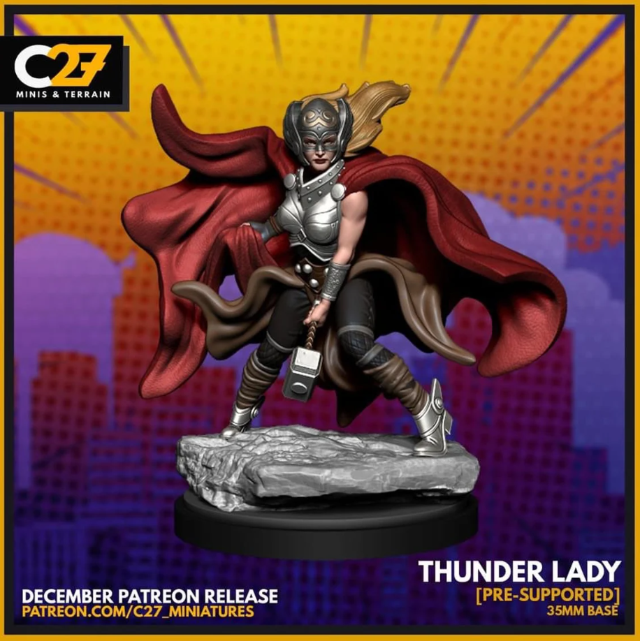 C27 Minis & Terrain May 2022 Release: Black Bolt, Blink, Boom-Boom, Cosmo, Domino (Deadpool 2), Jessica Jones, Mister Fantastic, Namor, Sauron, Snowbird, Star Lord, Taskmaster, Thor - Jane Foster, Venom