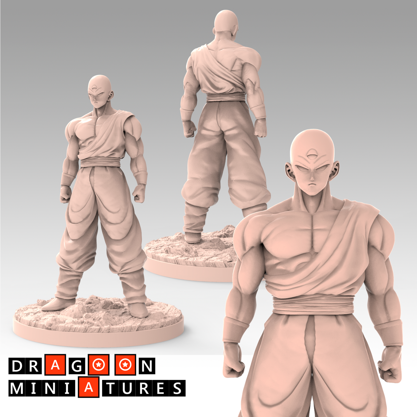 2022.07 Welcome Opening Pack: Resin 3D Printed Miniatures Set - Chiaotzu, Gohan, Goku, Krillin, Piccolo, Tien, Trunks, Vegeta, Yamcha - Dragoon Miniatures