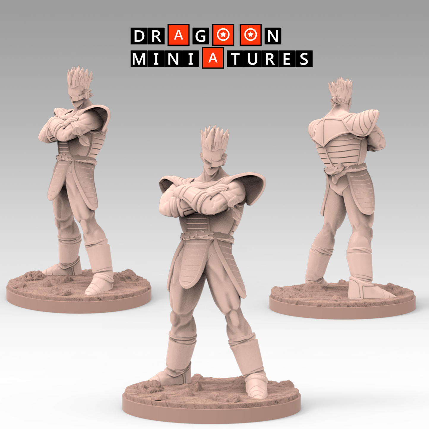 2022.12 Bardock Saga: Resin 3D Printed Miniatures Set - Bardock, Bardock Bandana, Bardock on Rock, Bardock Super Saiyan, Base, Borgos, Chilled Sama, Fasha, Kanassans, Shugesh, Tora - Dragoon Miniatures