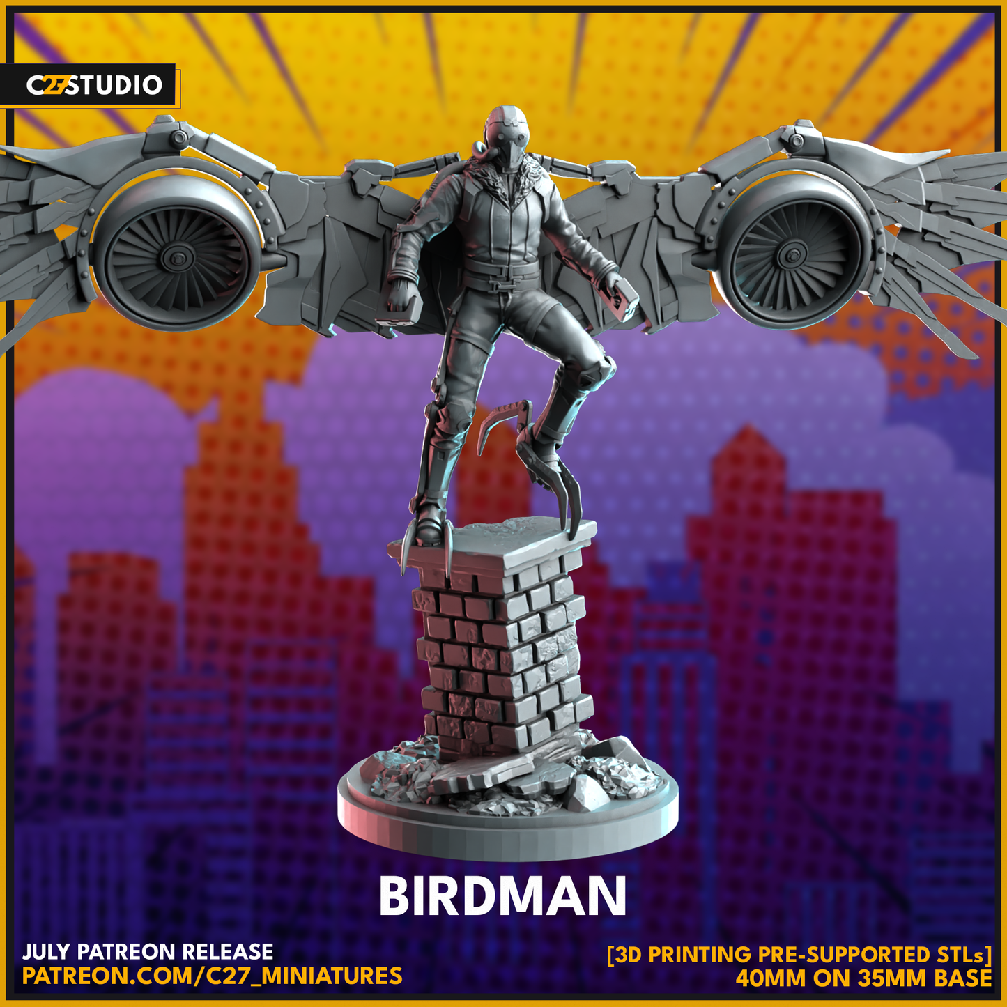 C27 Minis & Terrain July 2023 Release: Classic Falcon, Crystal, Galactus, Kingpin, Mohawk Storm, Mr Sinister, Shadowcat, Smasher, Spider-Man Noir, Vulture