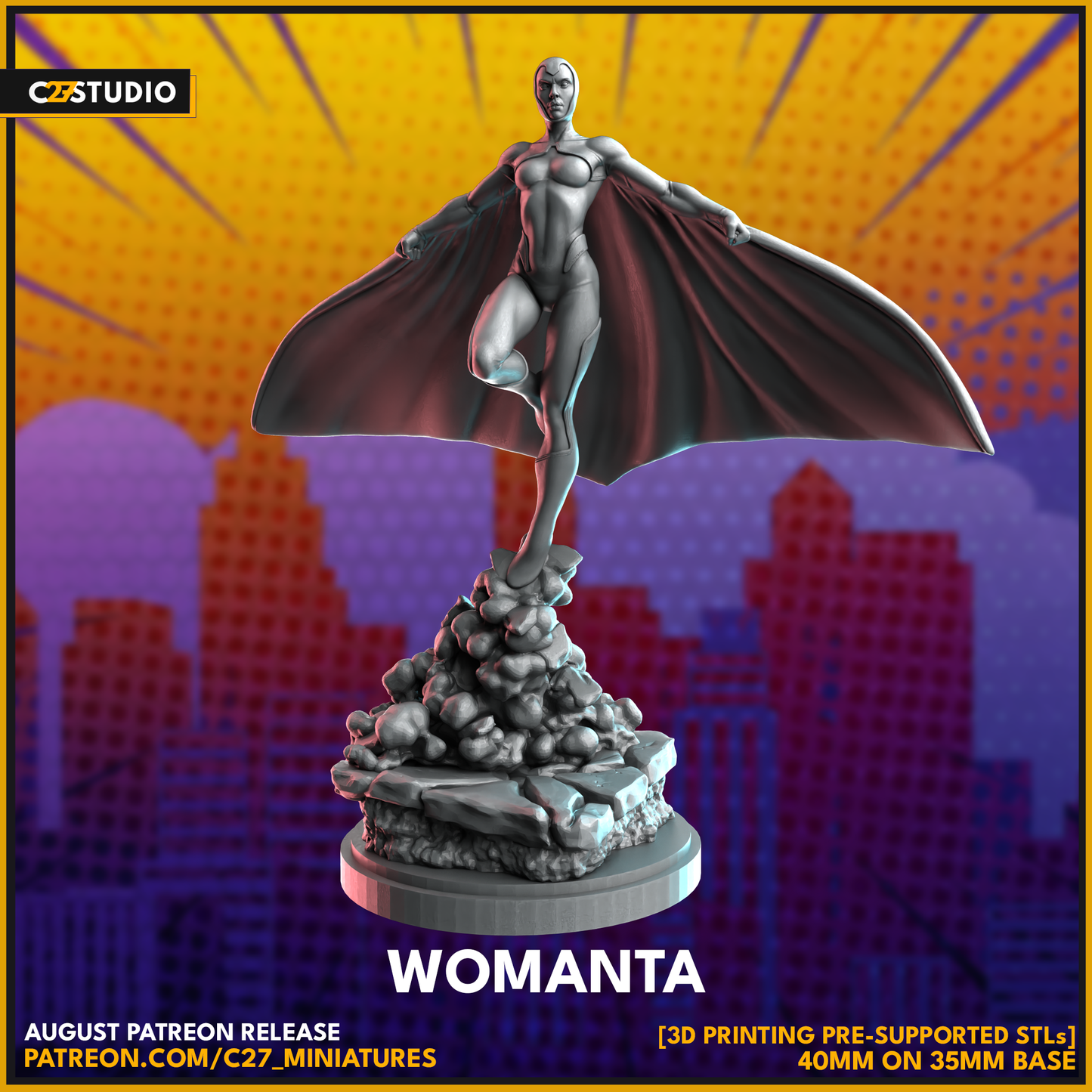 C27 Minis & Terrain August 2023 Release: Chrome Dome, Golden Boy, Grimace, Heladriel, Lover of the Russian Queen, Parasite Stacy, Rat Daddy, Silky Smooth, Womanta, Young Trickshot