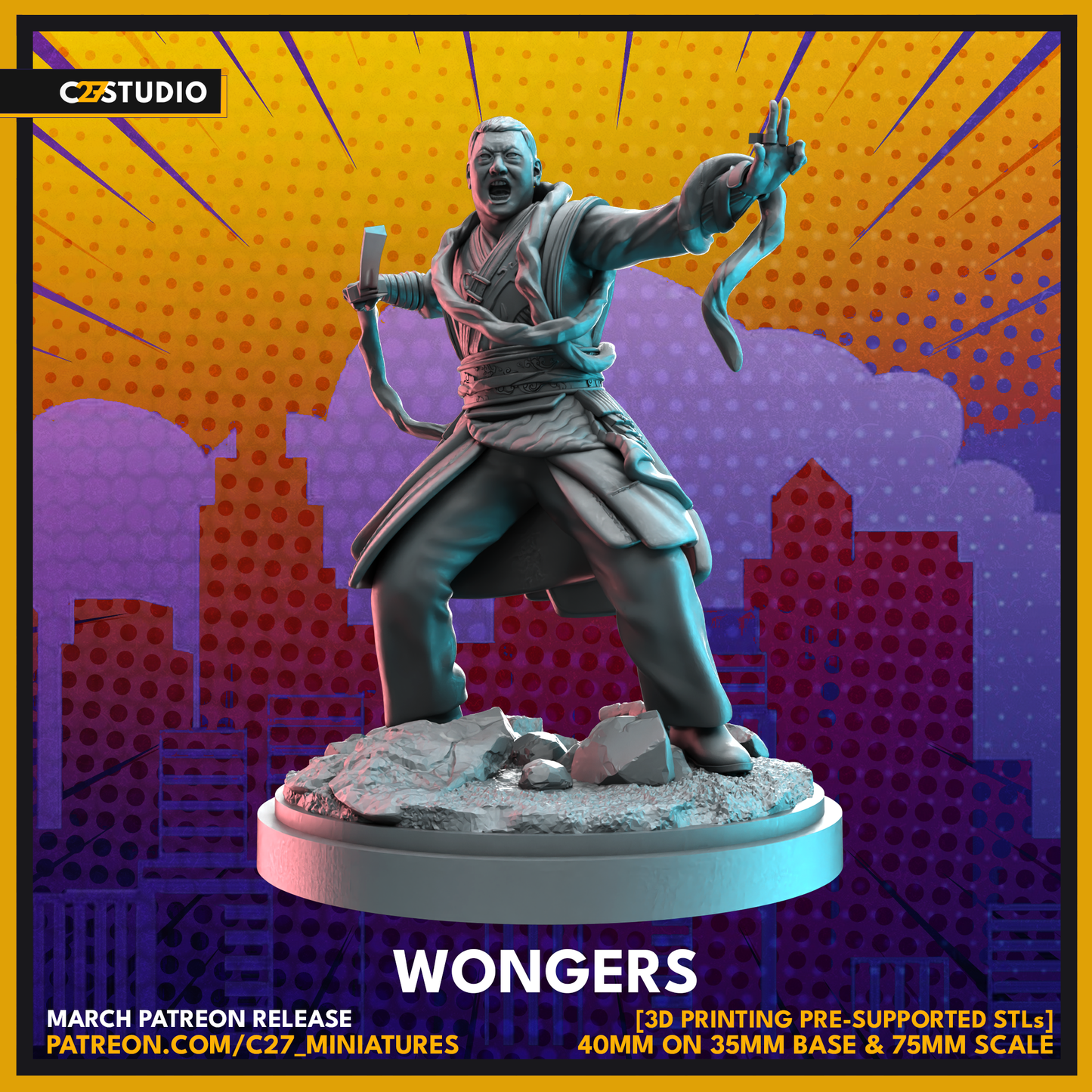 C27 Minis & Terrain March 2023 Release: Absorbing Man, Baron Mordo, Beast Boy, Emma Frost, Enchantress, Etrigan, Harry Leland, Joker, M.O.D.O.K., Misty Knight, Wasp, Wong, Yondu