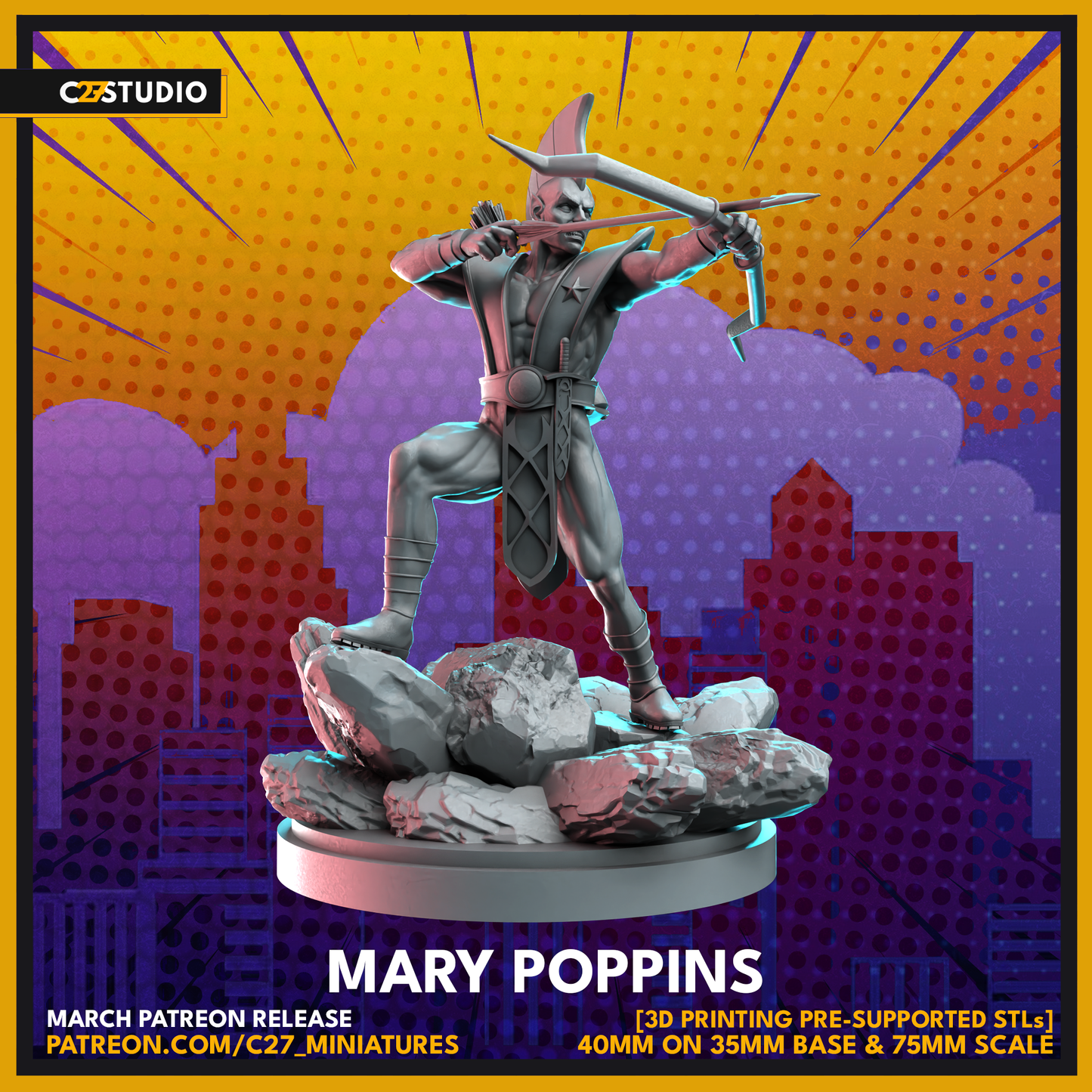 C27 Minis & Terrain March 2023 Release: Absorbing Man, Baron Mordo, Beast Boy, Emma Frost, Enchantress, Etrigan, Harry Leland, Joker, M.O.D.O.K., Misty Knight, Wasp, Wong, Yondu