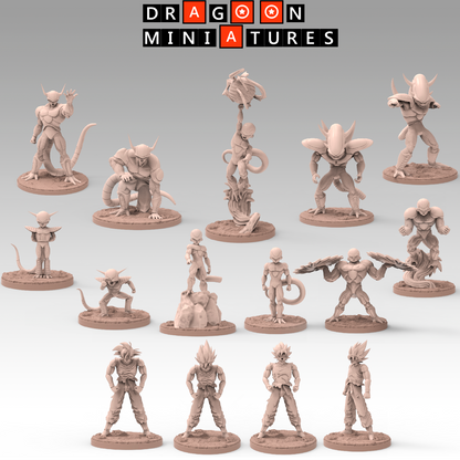 2023.02 Namek Saga 3: Resin 3D Printed Miniatures Set - Frieza Forms & Goku Transformations - Dragoon Miniatures