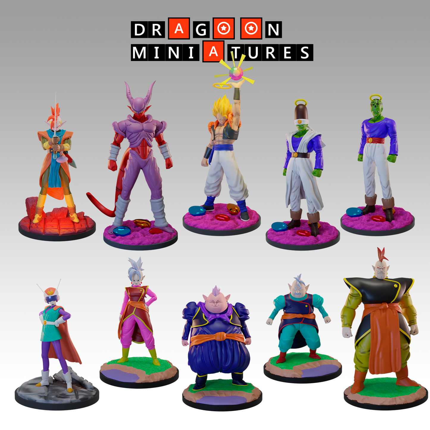 2024.04 Janemba X Tapion Movies: Resin 3D Printed Miniatures Set - Gogeta, Janemba, North Kai, Pikkon, Saiyaman 2, South Kai, Supreme Kai, Tapion, West Kai - Dragoon Miniatures