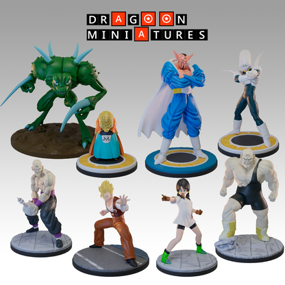 2023.12 Buu Saga 1: Resin 3D Printed Miniatures Set - Babidi, Dabura, Golden Warrior, Pui Pui, Spopovich, Videl, Yakon, Yamu - Dragoon Miniatures